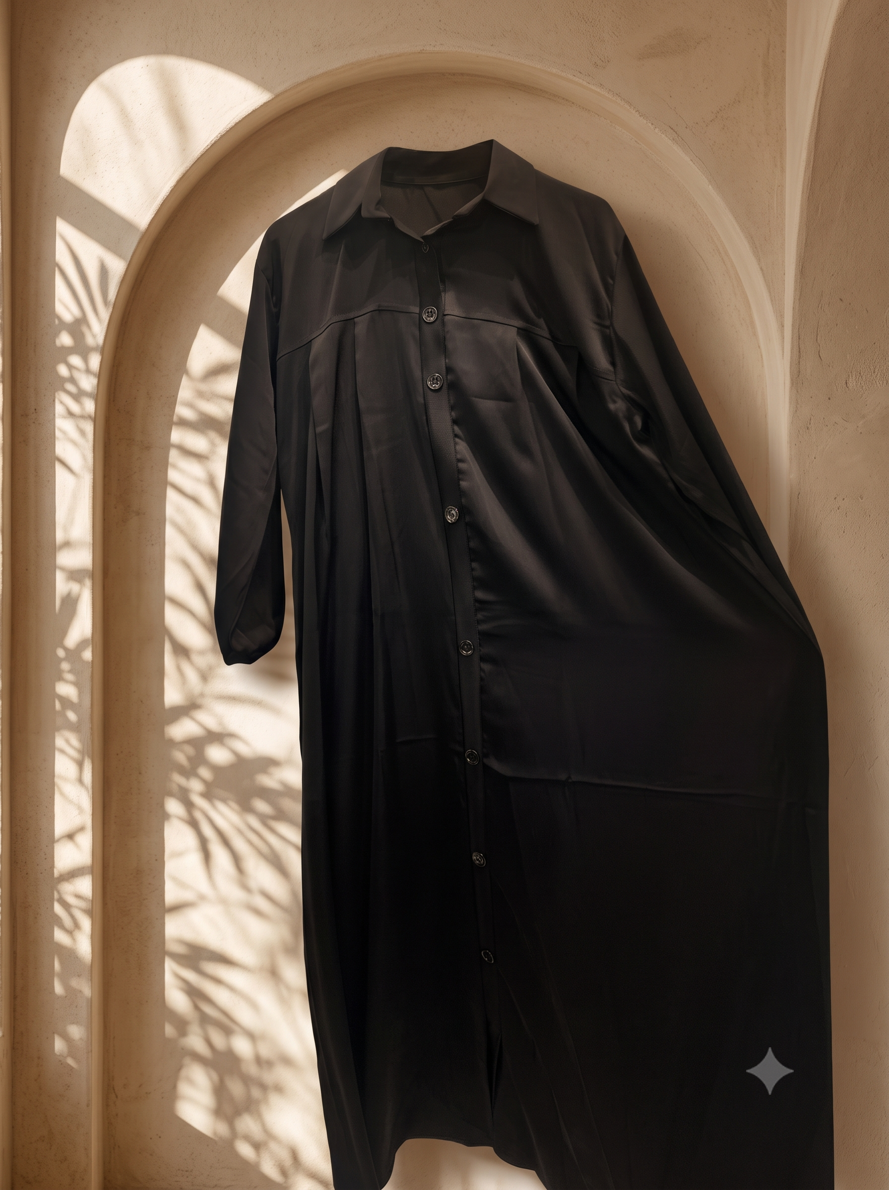 Black Premium Button-Down Burqa - View 1