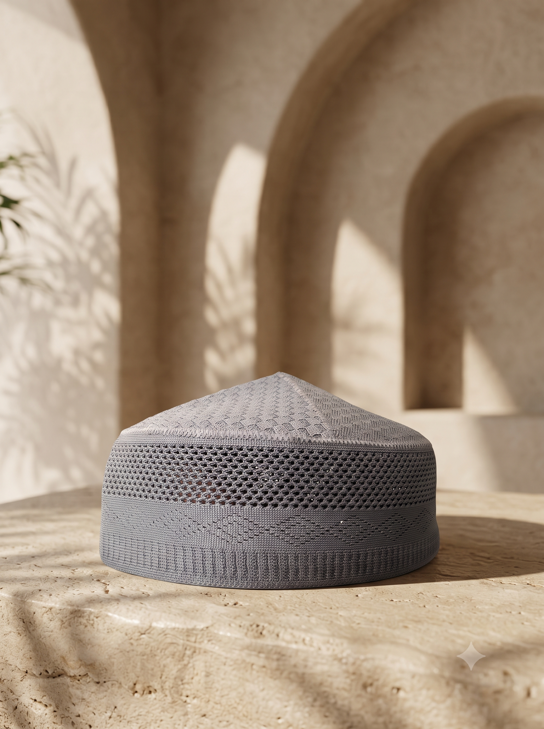Premium Grey Textured Islamic Topi - View 1