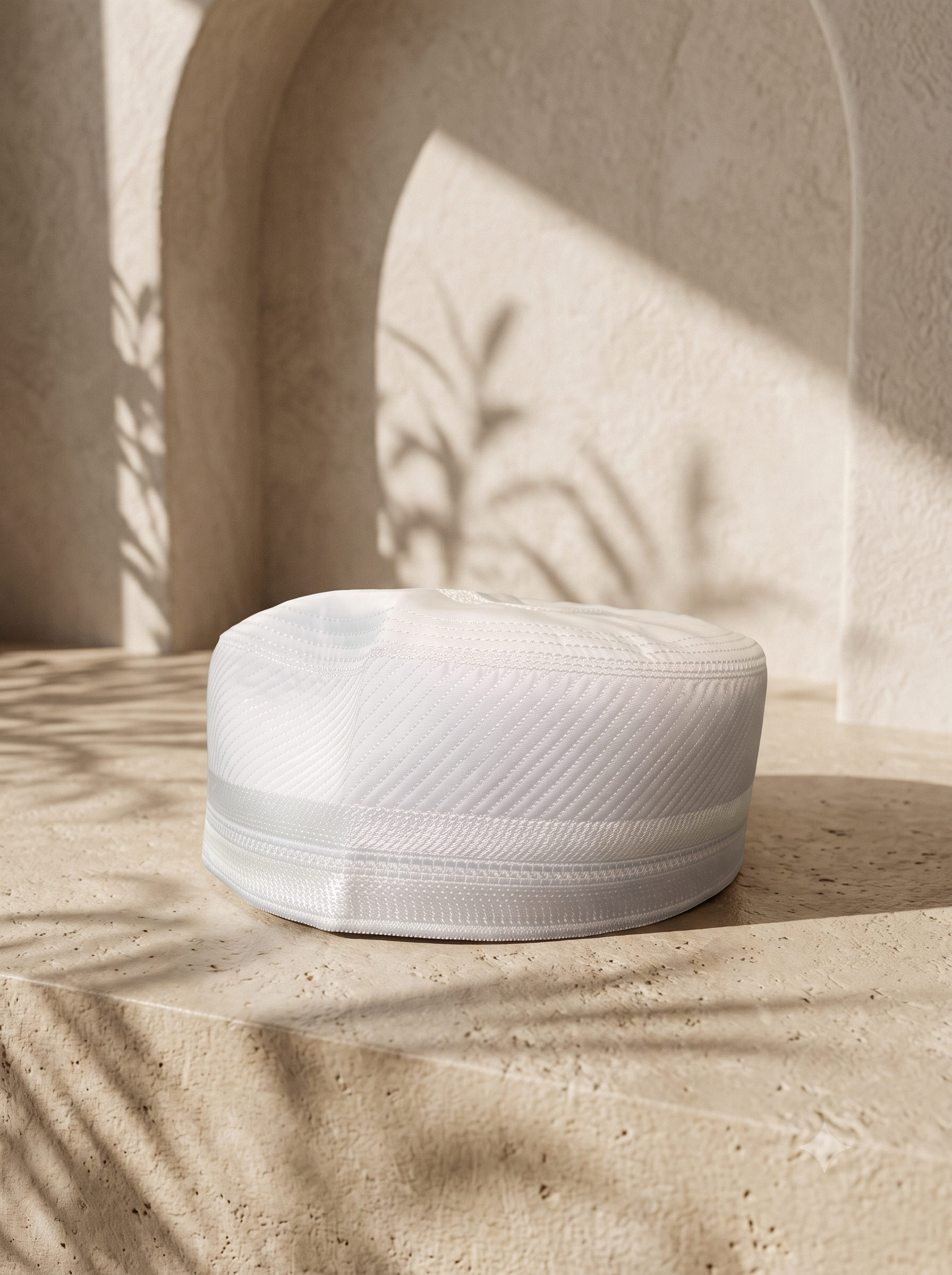 White Traditional Qasid Topi - View 1